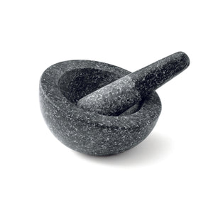Granite mortar & pestle with sloped front. 6.5'